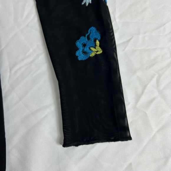 Laurel Mesh Top Tiger Floral Embroidered Long Sleeve Blouse Black Size 6 - Picture 12 of 16